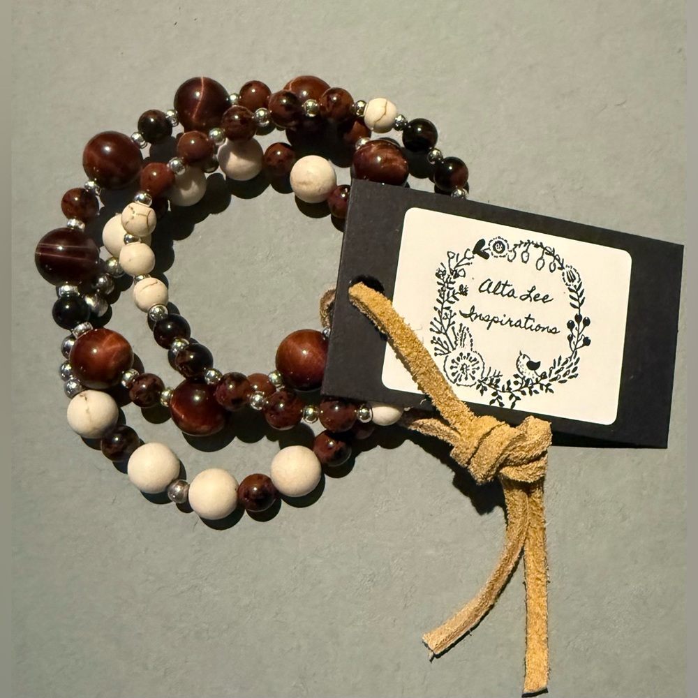 Hand Crafted Beaded Stacking Bracelet Set, All Genuine Stones & Sterling Silver